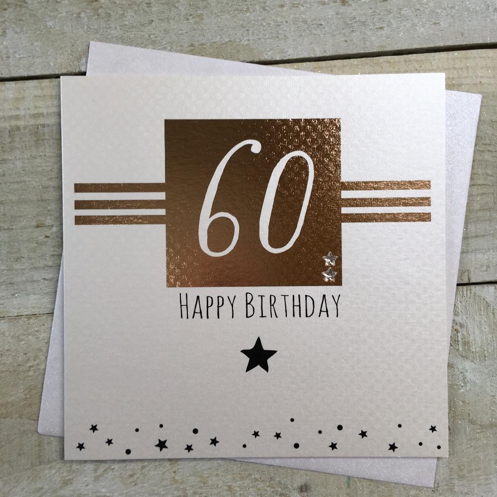 Birthday Card - Age 60 / '60' in Shiny Gold Square & Stripes