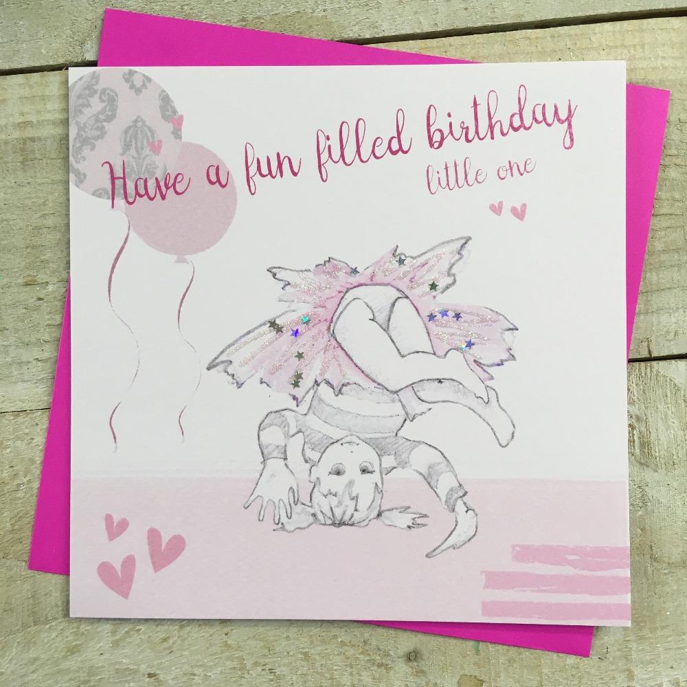 Birthday Card - Little One / Have A Fun-Filled Birthday & Little Girl Tumbling
