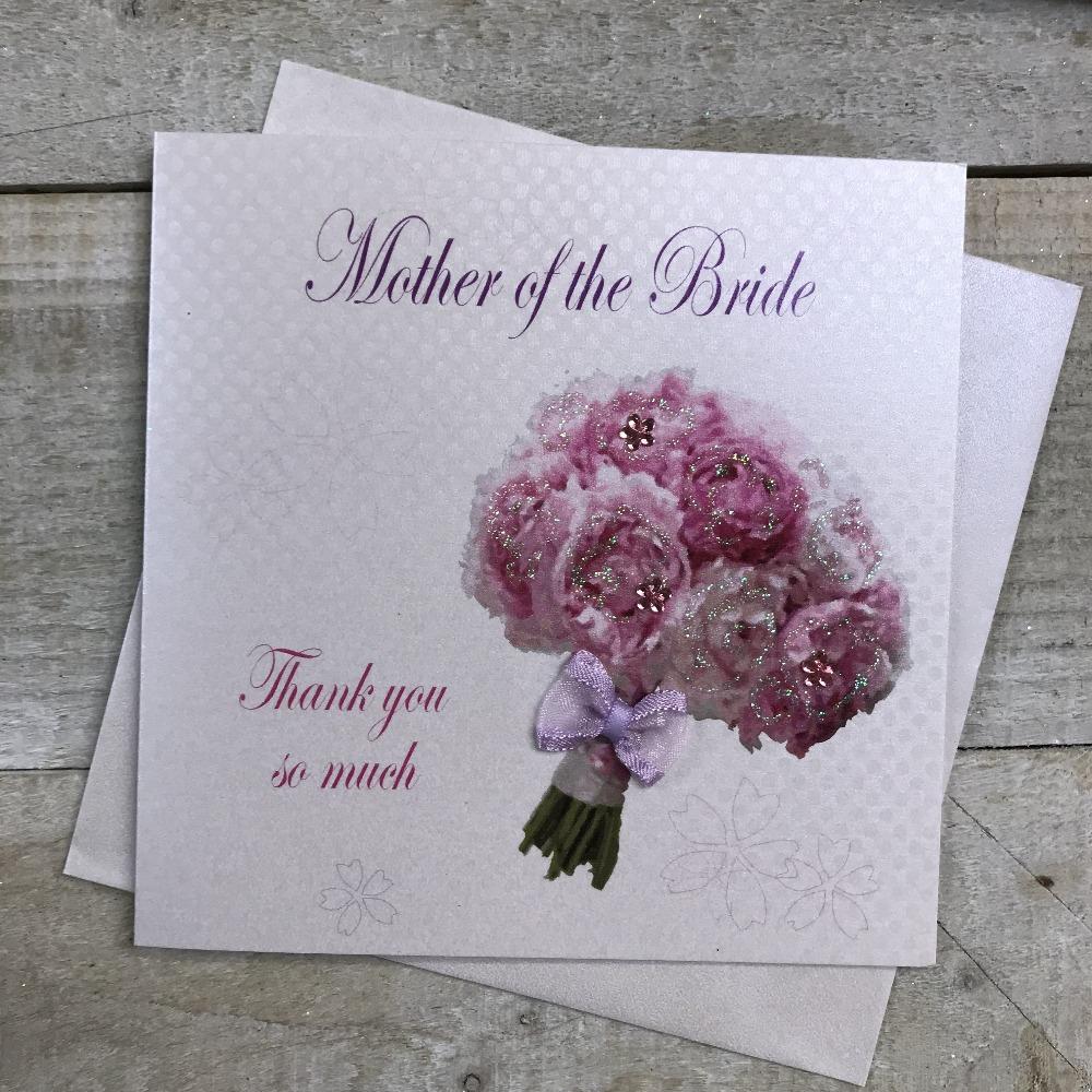 Wedding Card - Mother Of The Bride / A Bouquet Of Pink Flowers With A Gold Effect