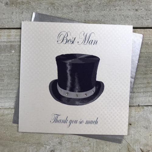 Thank You Card - Man / Best Man & Black Hat On White Background