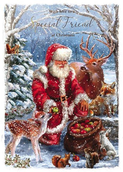 Special Friend Christmas Card - Santa And Deer