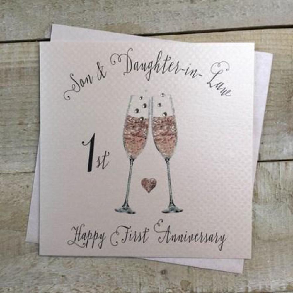 Anniversary Card - Son & Daughter-in-Law / Happy 1st Anniversary  (Large Card)