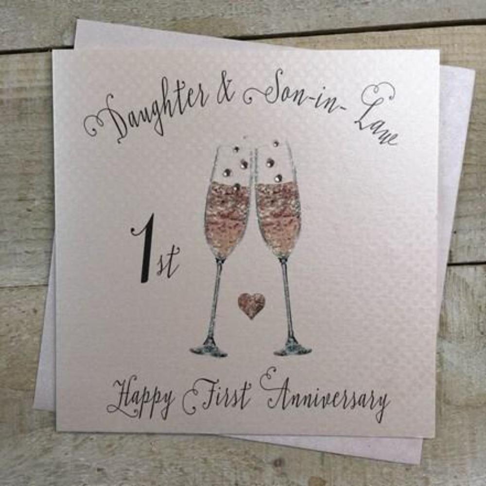 Anniversary Card - Daughter & Son-in-Law / Happy 1st Anniversary  (Large Card)
