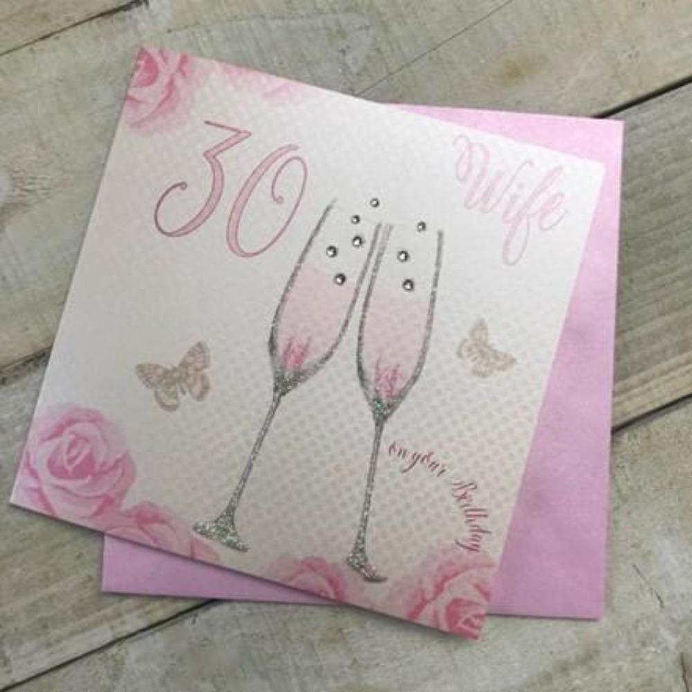Age 30 Birthday Card - Wife / Pink Roses & 30