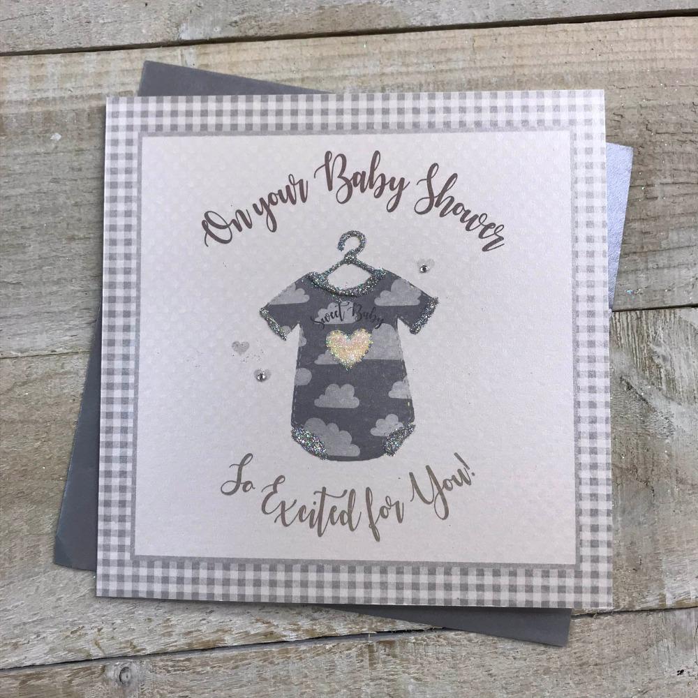Baby Shower Card - A T-Shirt With A Yellow Heart & So Exited For You
