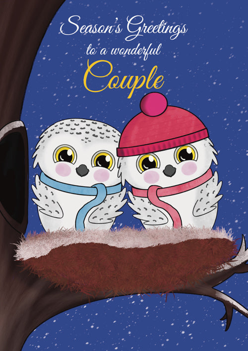 Seasons Greetings Couple Christmas Card Personalisation
