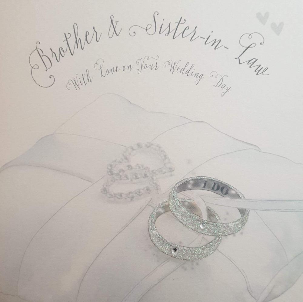 Wedding Card - Brother & Sister-in-Law / Wedding Rings On A White Pillow