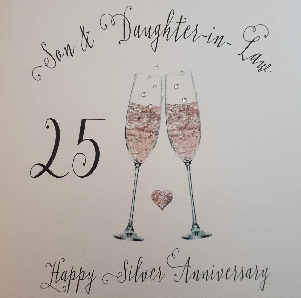 Anniversary Card - Son & Daughter-in-Law / Happy Silver Anniversary (Large Card)