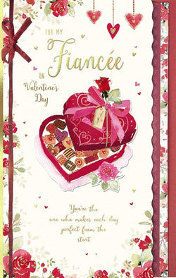Fiancee Valentines Day Card / Each Day Perfect From The Start / Box of Chocolates