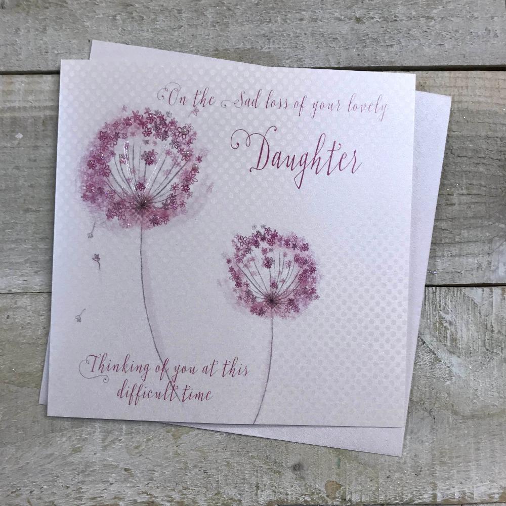 Sympathy Card - Loss Of Your Daughter / Two Pink Dandelions