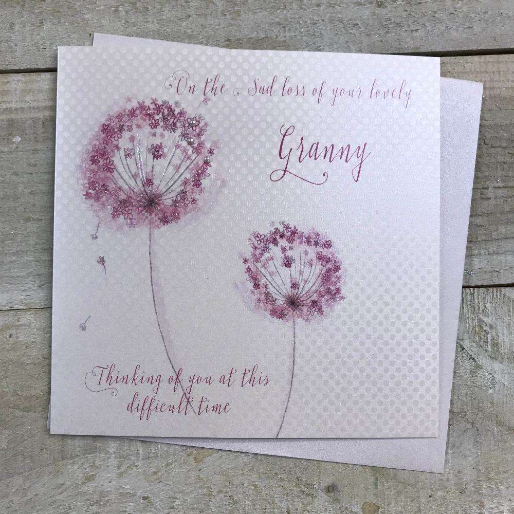 Sympathy Card - Loss of Granny / Two Pink Dandelions