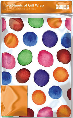 Gift Wrap - Flat Wrap / Butterflies On The Pink Background - Set Of 2 Sheets + 2 Matching Tags