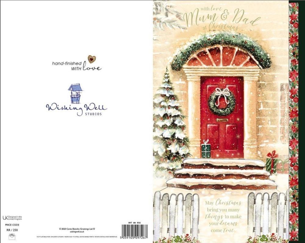 Mum And Dad Christmas Card - With Love & Xmas Front Door
