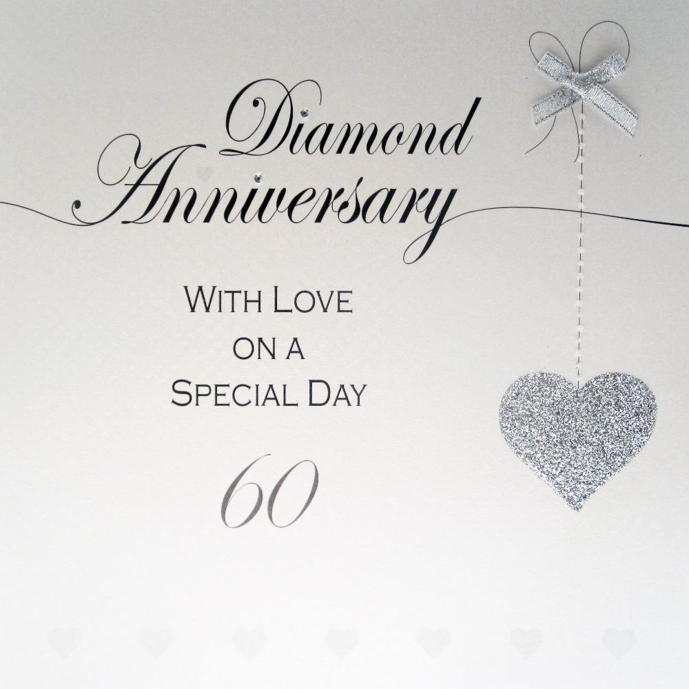 Anniversary Card - Diamond / A Silver Ribbon & 60  (Large Card)