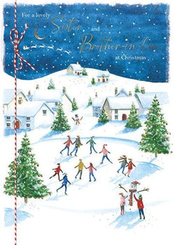 Sister And Brother In Law Christmas Card - Skating Scene