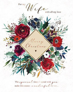 Wife Christmas Card - Floral Wreath