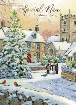 Nan Christmas Card - Building A Snowman