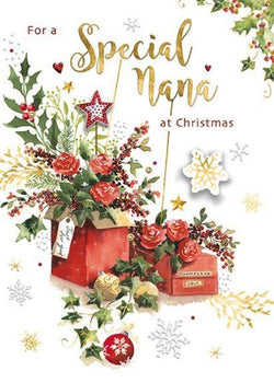 Nanna Christmas Card - Floral Presents