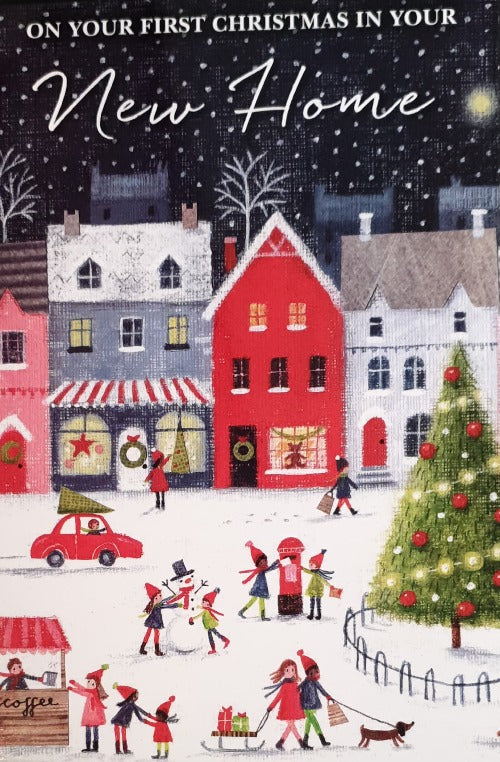 New Home Christmas Card - Fill your new Home - Snowy Town