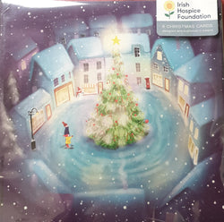 Charity Christmas Card (In Irish & English) - Pack of 8 Large Size / Irish Hospice Foundation - Santa placing the Presents