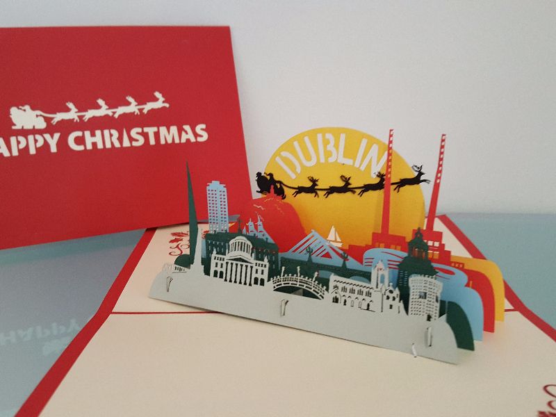 Christmas Pop Up Card - Happy Christmas / Dublin City Scene