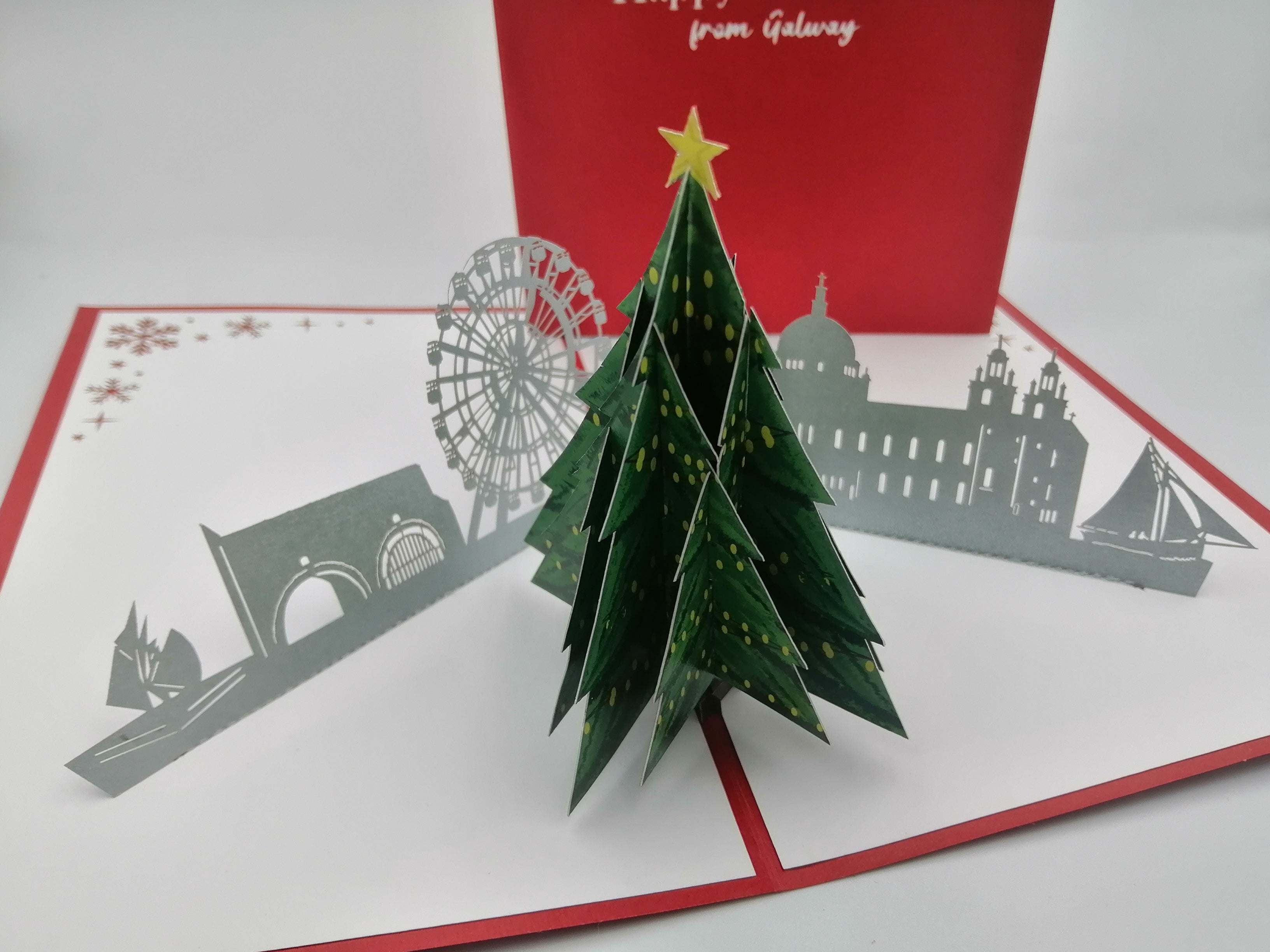 Christmas Pop Up Card -  Galway City & Christmas Tree