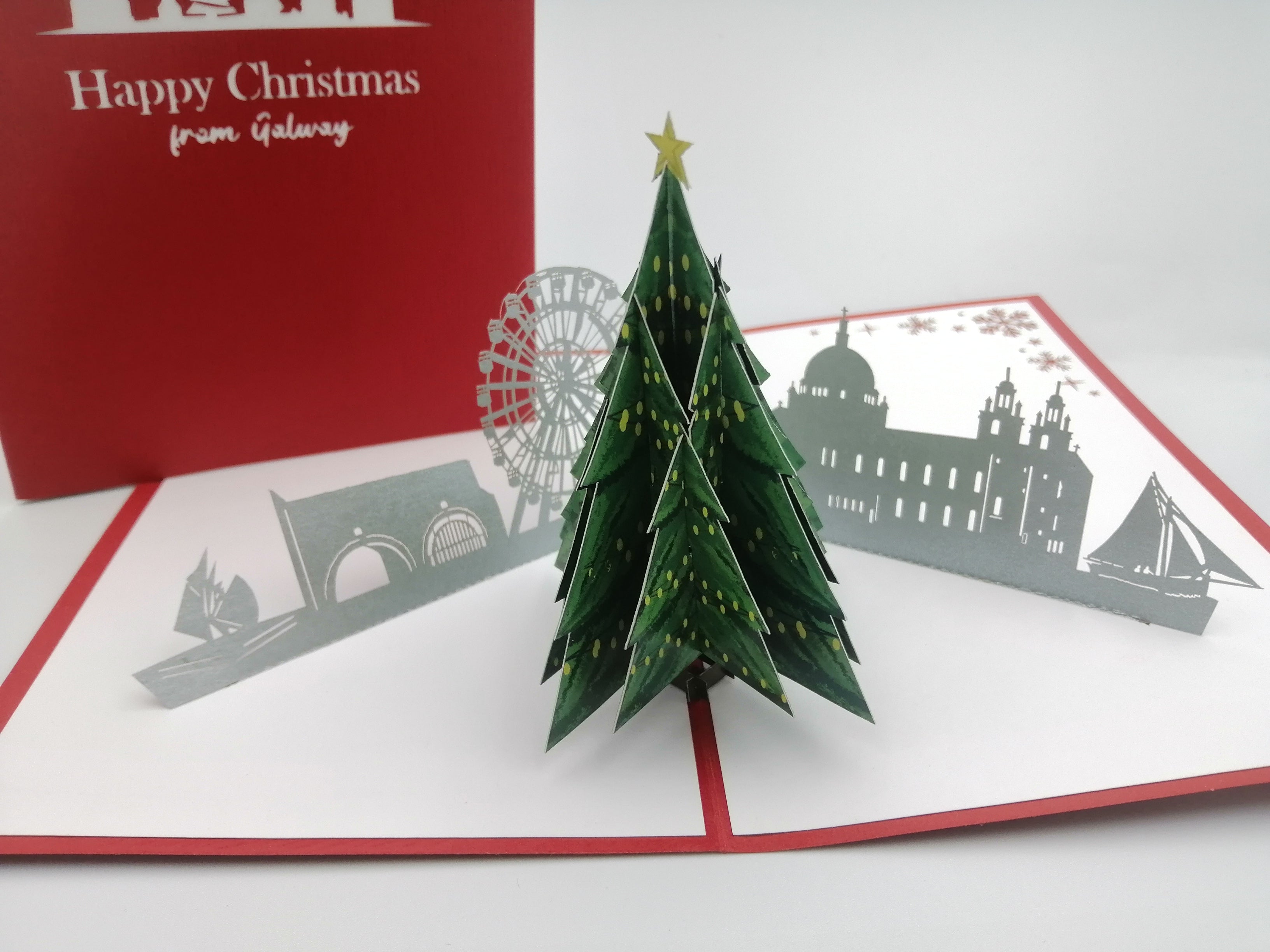 Christmas Pop Up Card -  Galway City & Christmas Tree