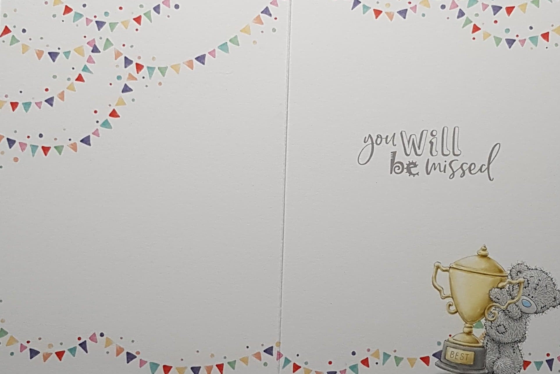 Thank You Teaching Assistant Card - A Gold Trophy & Multicolored Bunting