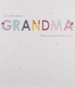 Grandma Mothers Day Card - Colourful Multi-Pattern Font