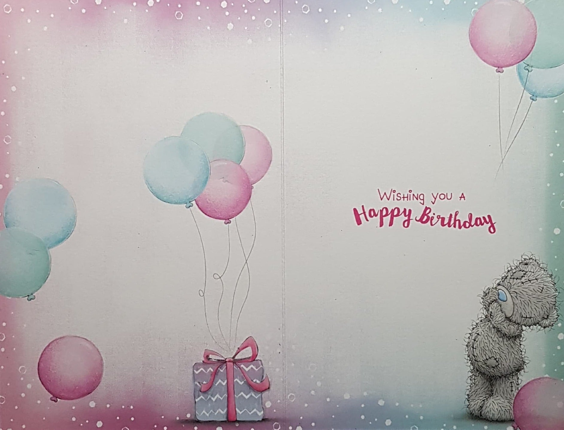 Age 13 Birthday Card - 'Official Teenager' Teddy With Pink & Blue Balloons