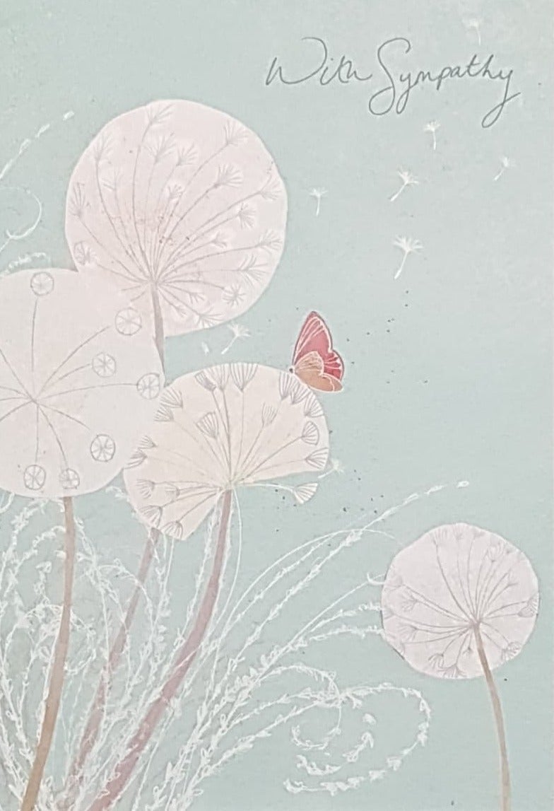 Sympathy Card - A Little Pink Butterfly On A Dandelion