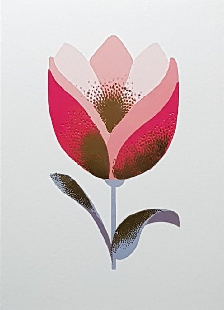 Blank Card - A Pink Tulip With A Gold Motive