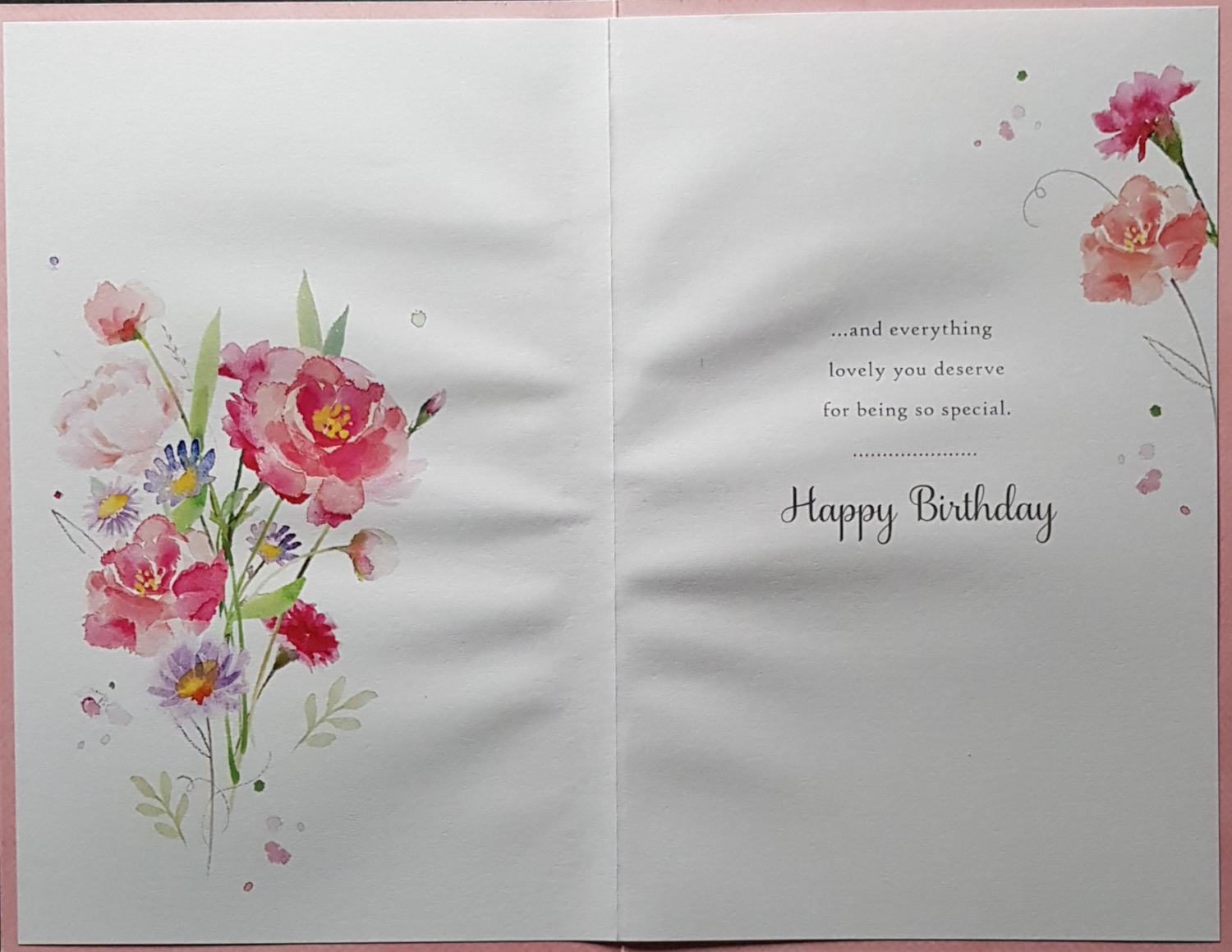 Birthday Card - General Female / Bunch Of Flowers & Pink Frame ( Art )