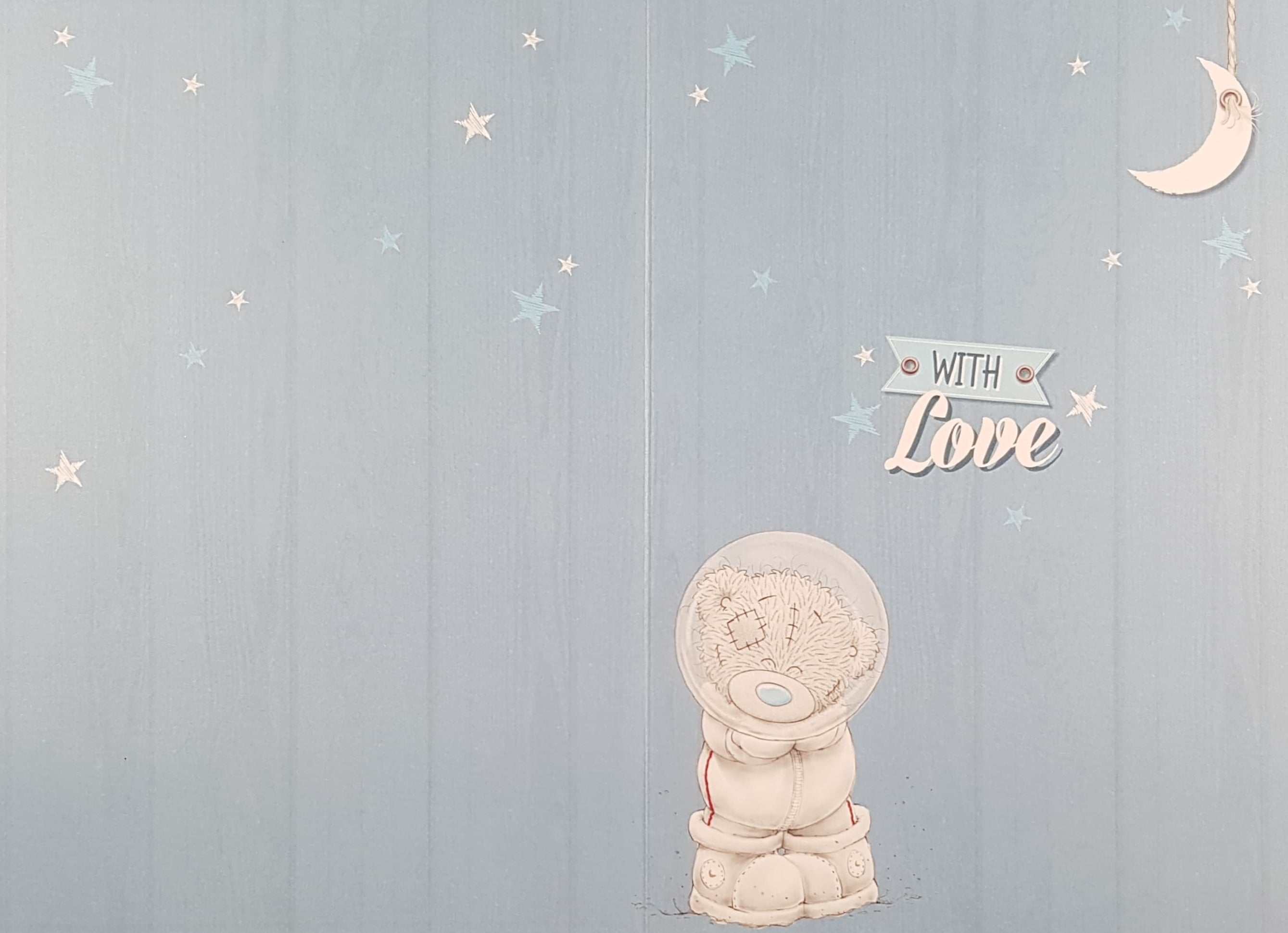 Birthday Card - Son / Cute Astronaut Teddy Reading Instructions