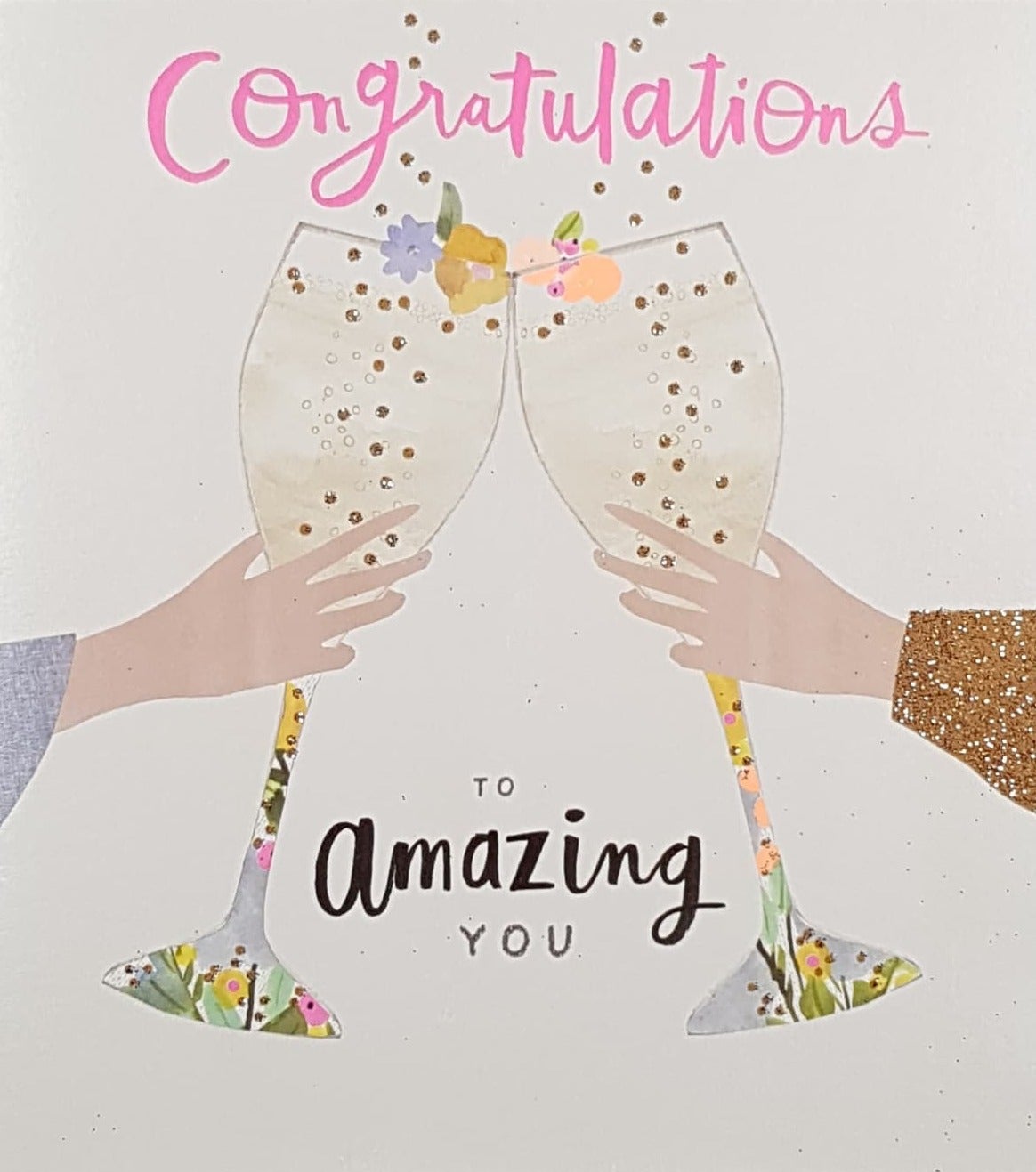 Congratulations Card - General / Cheers With Two Champagne Glasses