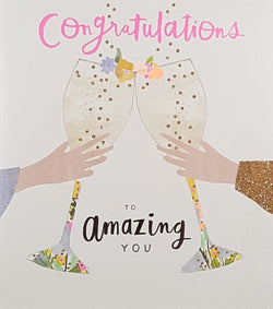 Congratulations Card - General / Cheers With Two Champagne Glasses