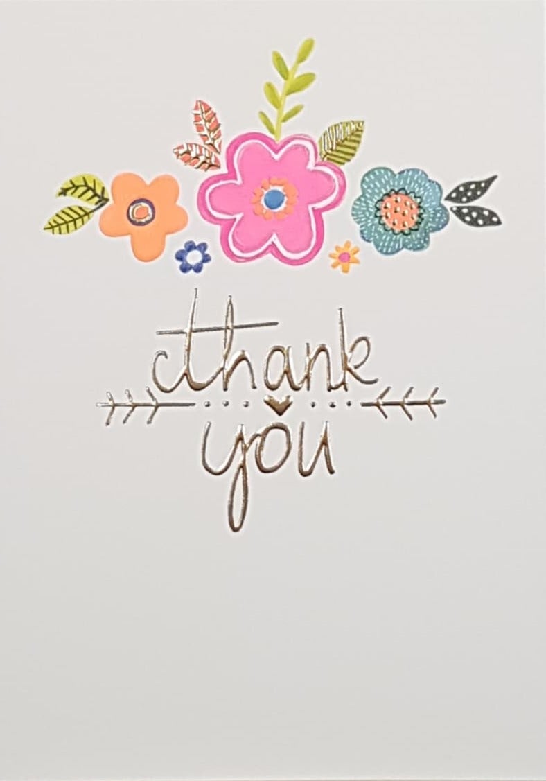 Thank You Card - Pink, Orange & Blue Flowers