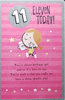 Age 11 Birthday Card - A Little Girl With Smartphone & A Handbag