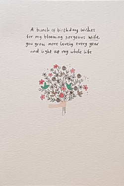 Birthday Card - Wife / A Bunch Of Birthday Wishes...& A Bouquet Of Flowers