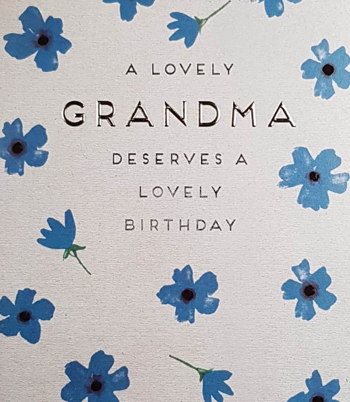 Birthday Card - Grandma / Blue Flowers On A White Background