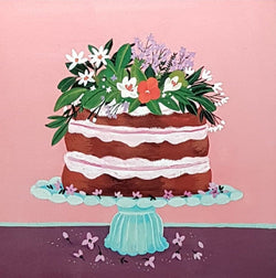 Blank Card - A Birthday Cake On A Blue Stand