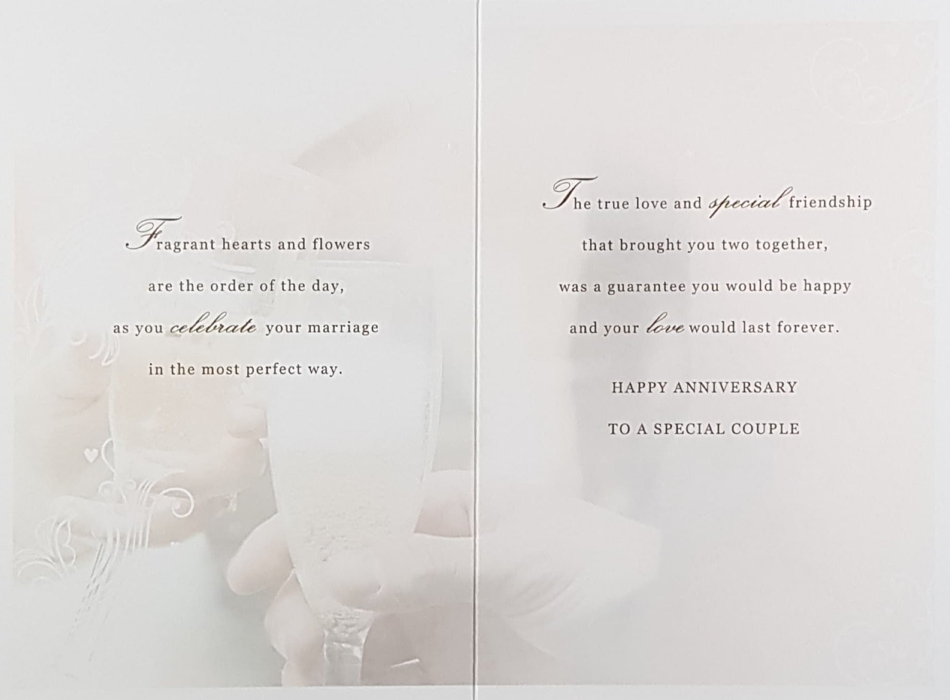 Anniversary Card - On Your Anniversary / A Married Couple Holding Champagne