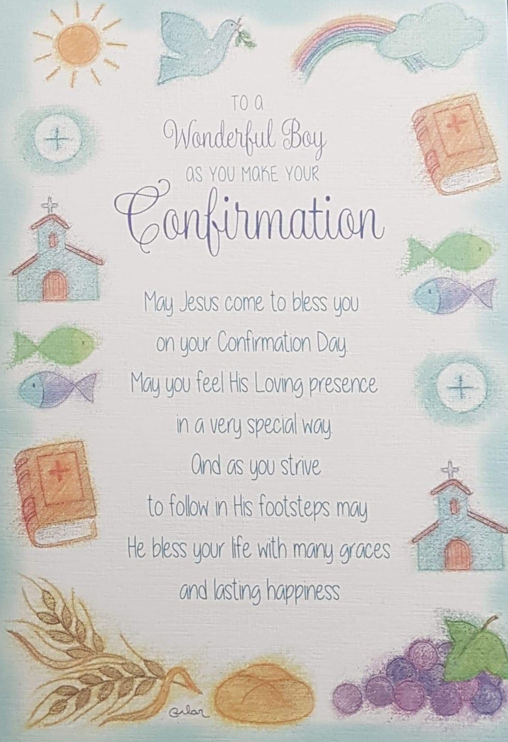 Confirmation Card - Boy / The Bible & The Rainbow & The Bread