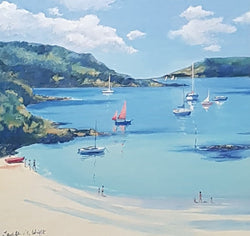 Blank Card - A Sunny Cove & Mountains