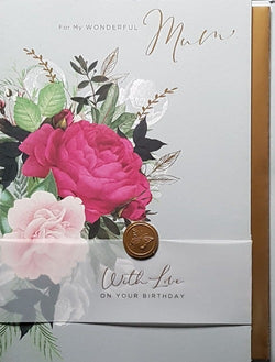 Birthday Card - Mum / A Beautiful Bouquet On A Grey Background