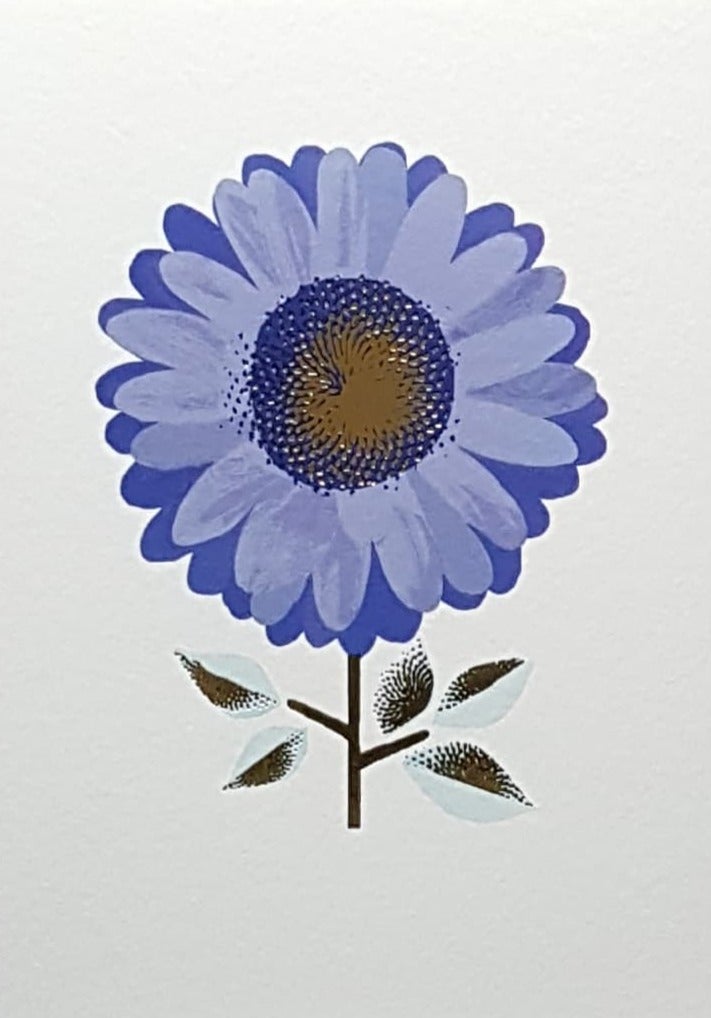 Blank Card - A Blue Chamomile With A Gold Motive