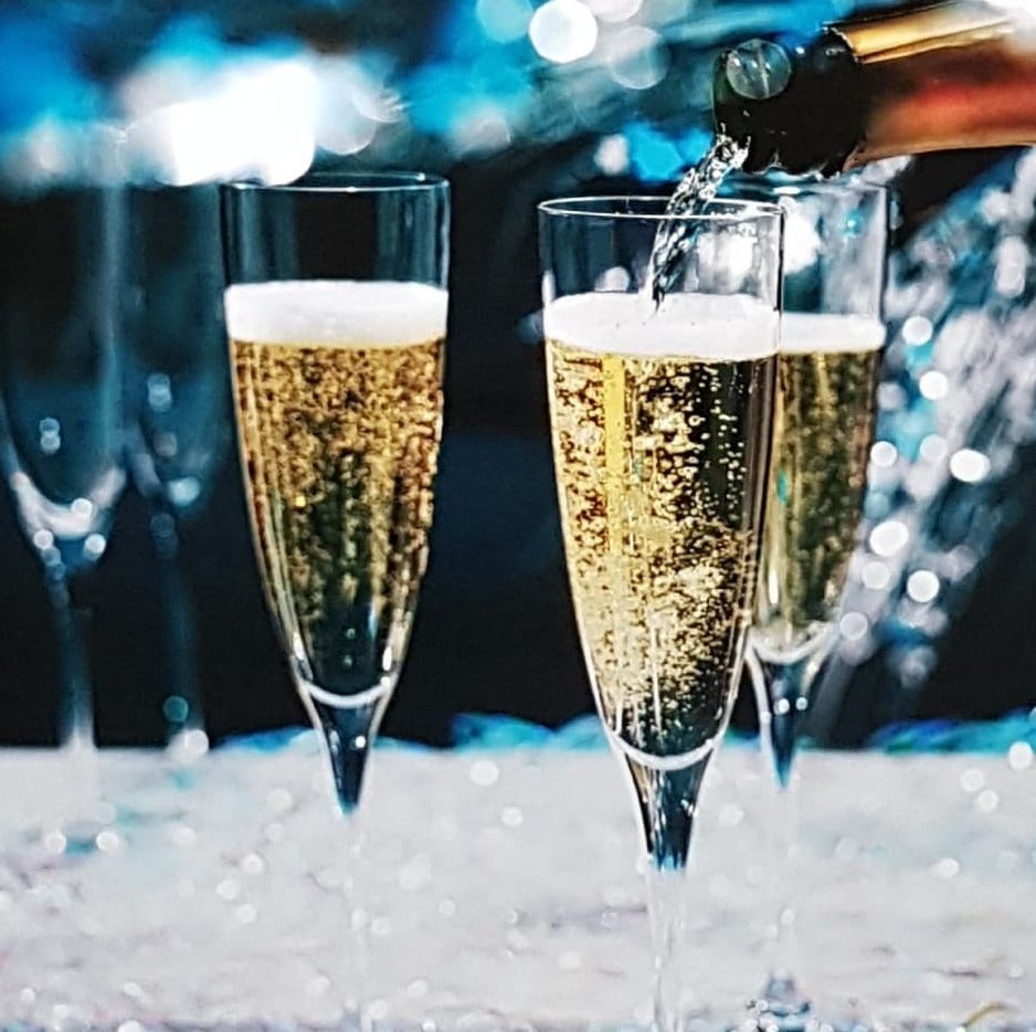 Blank Card - Celebration & Three Glasses Of Sparkling Champagne