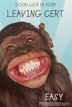 Good Luck Card - Leaving Cert / Smiling Monkey 'Easy Peasy'