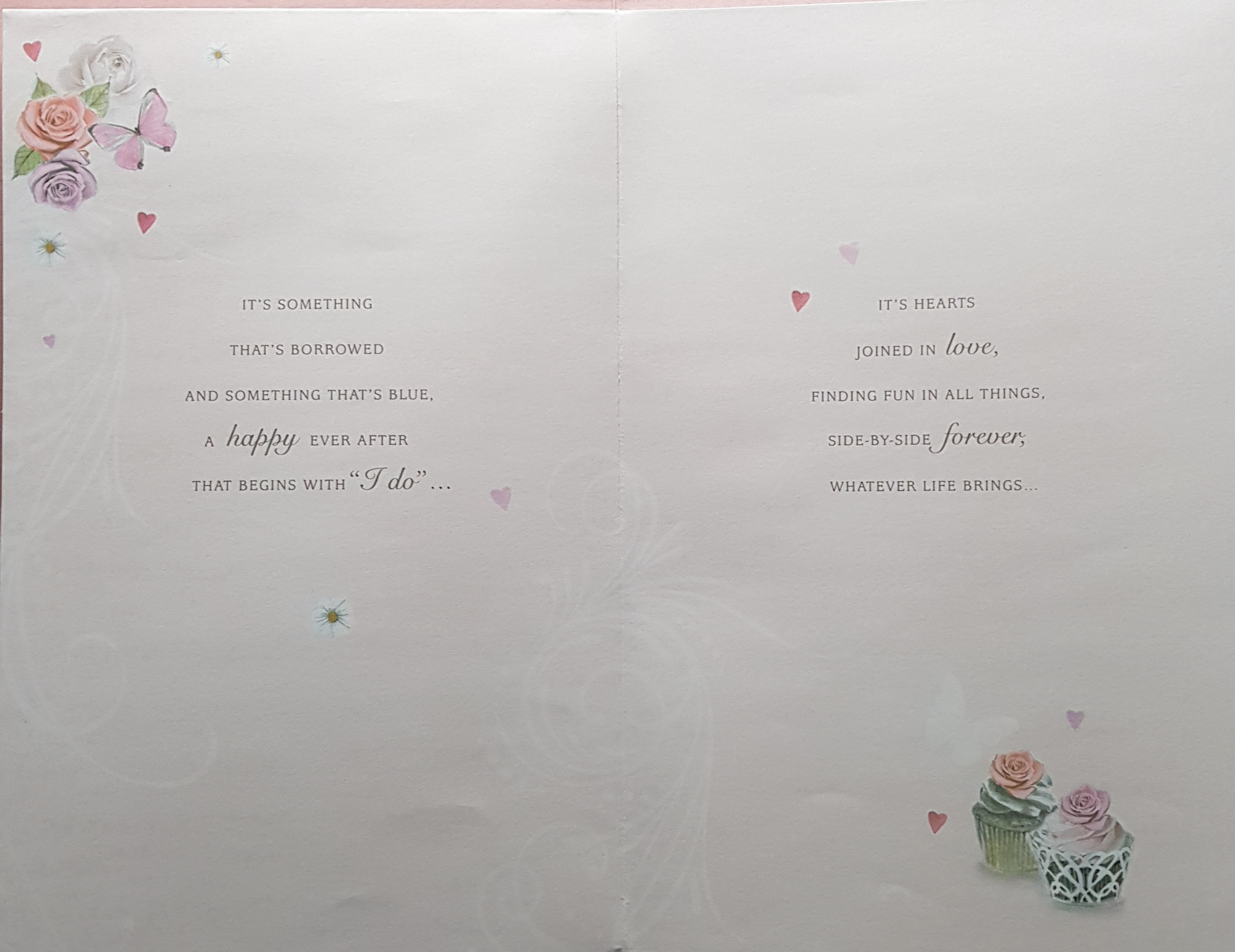 Wedding Card - Wedding Cake With Pink Roses & Champagne