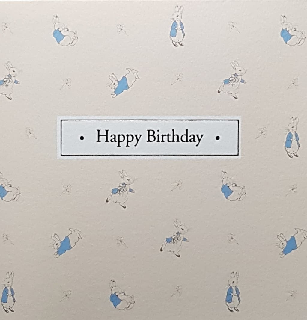 Birthday Card - A Lovely Rabbit In A Blue Jacket On A Cream Front